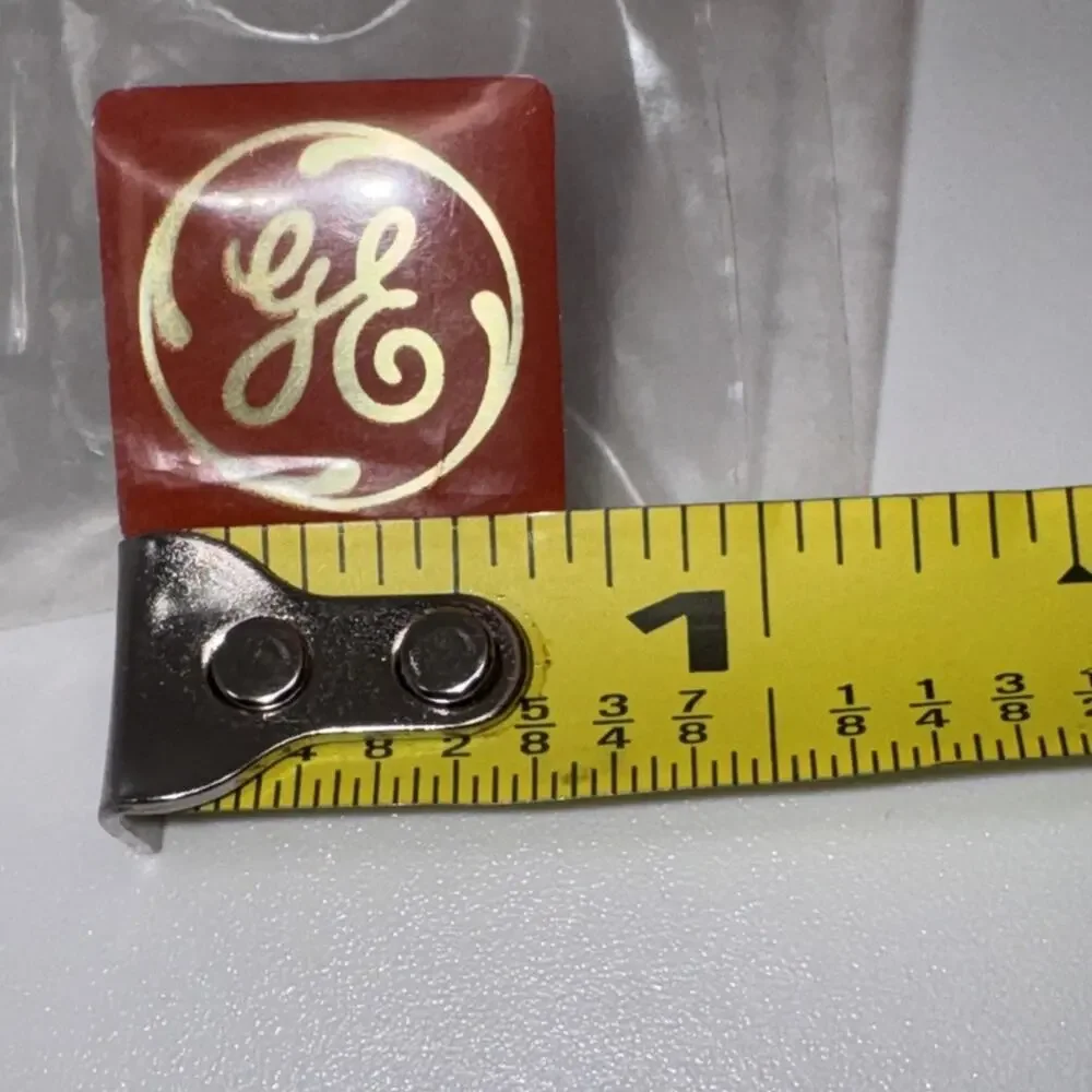 Vintage GE Pin General Electric Enamel Lapel Badge Orange-Red & Gold Logo, New